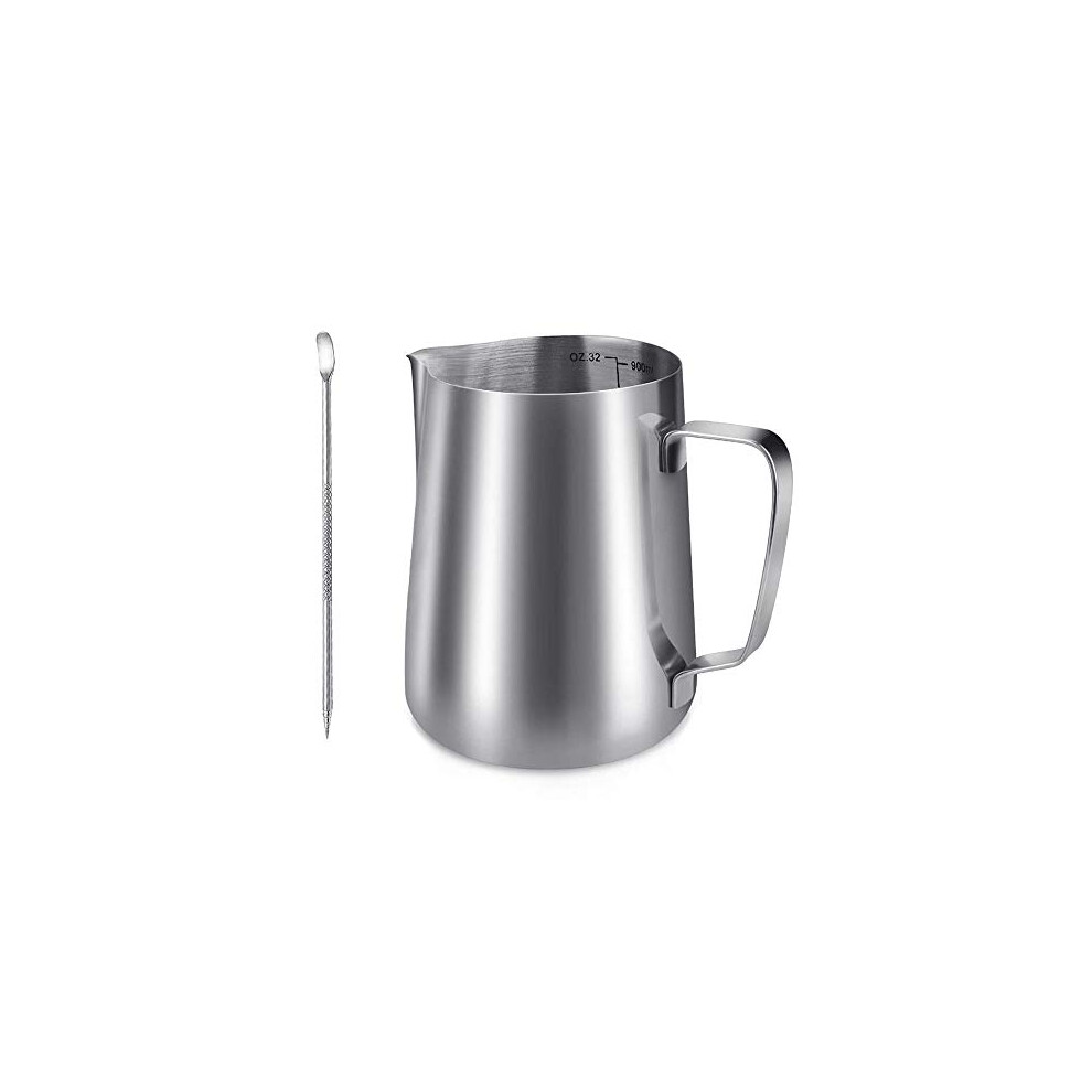 Milk Pitcher Milk Frothing Jug, YOCZOX 1000 ml Stainless Steel Jug Cup Barista Milk Jug Cafe Latte Maker with Art Latte Decorating Art Pen for Barista