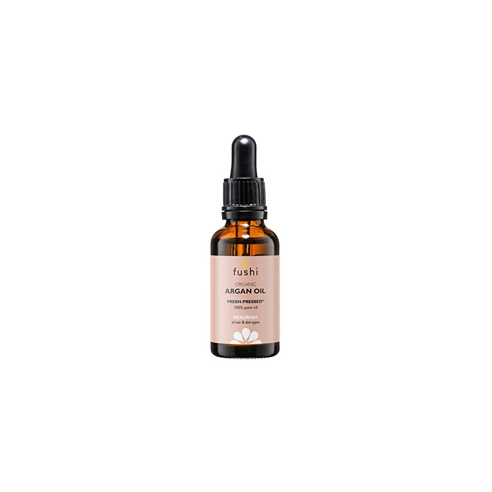 Fushi Organic Virgin Moroccan Argan Oil 30Ml Unrefined Pure Natural Cold Pressed High Vitamin E For Frizzy Dry Damaged Hari & For Body And Face