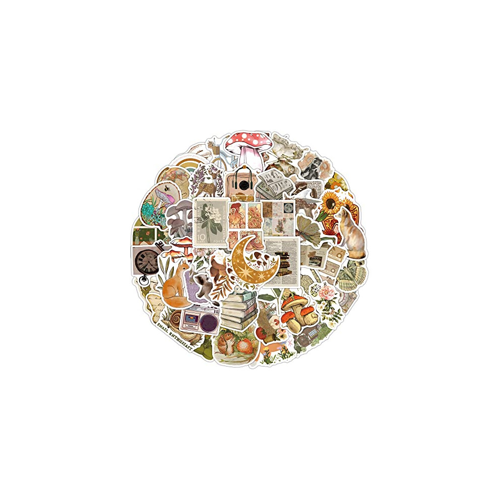 50 Pcs Retro Stickers Laptop Car Scrapbook Phone Skateboard Bike Travel Case Aesthetic Cottagecore Stickers Vinyl Waterproof Aesthetic Personalised