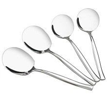 Stainless Steel 2 Large Buffet Serving Spoons and 2 Soup Ladle Spoon Serving Ladles