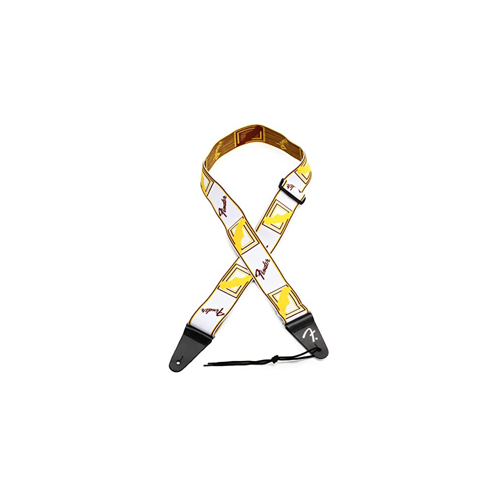 Fender Weighless Monogram Strap - 2" Wide - White/Yellow/Brown