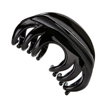 No-slip Grip Large Crystal Plastic Octopus Jaw Clips Hair Claw Banana Clips for Women（Black）
