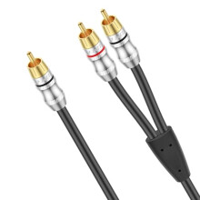 RCA Cable, 1 RCA Male to 2 RCA Male Y-Splitter Digital Stereo Audio Cable Subwoofer Cord for Subwoofer, Home Theater, 1.8 Meter