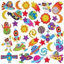 FX140 Solar System Foam Stickers - Pack of 100, Stickers for Arts and Crafts, 3D Foam Stickers, Puffy Stickers for Cards, Paper, Scrapbook and Collage