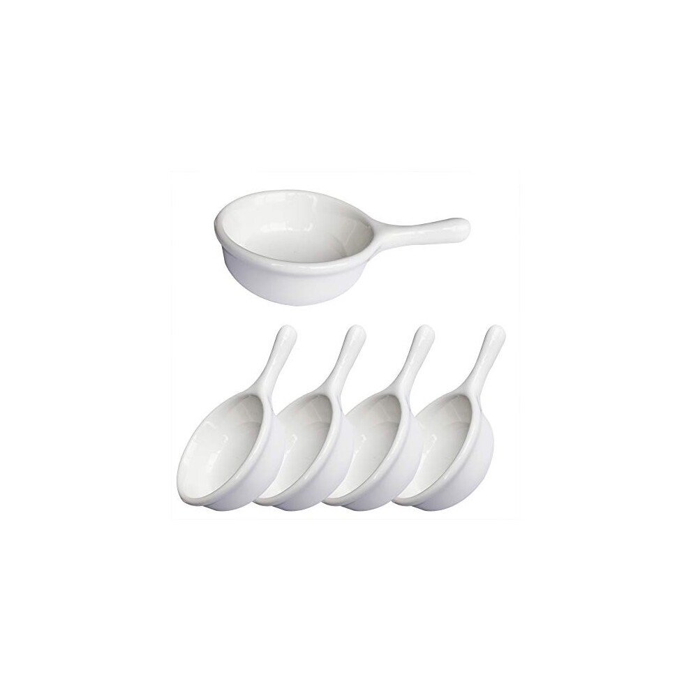 4 pcs Pan Shaped Porcelain Soy Sauce Dish Ceramic Dip Dipping Bowls White Palette for Dinner Baking BBQ and Cooking