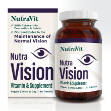 NUTRAVISION - Eye Support Vitamin | Eye Care Supplement - Eye Health Supplement - Includes Astaxanthin, Zeaxanthin & Lutein - 30 Tablets - by Nutra