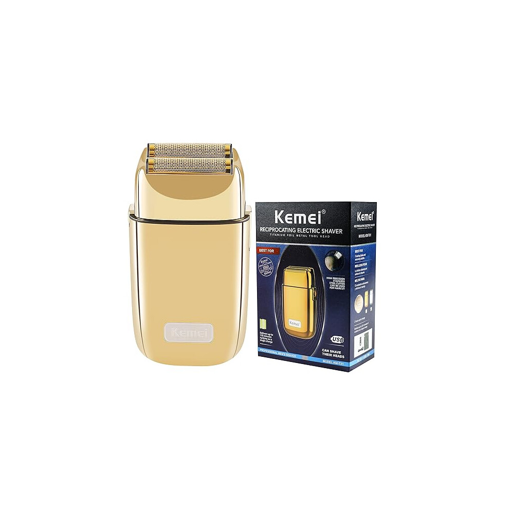 Kemei Cordless Metal Double Electric Shaver Razor For Men Close Electric Shavers, Type-C Rechargeable For Wet/Dry Shaving