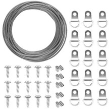 2mm x 10m Stainless Steel Picture Hanging Wire Picture Cord for Mirror Picture Hanging Fixings with 10 Crimp Tube 15 D-Ring Picture Frame Hanging