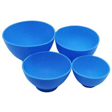 4Pcs One Set Silicone Flexible Rubber Impression Mixed Alginate Bowl Dental Mixing Bowls Blue
