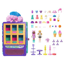 Playset & 2 Dolls (3-inch), Candy Style Fashion Drop Vending Machine, 2-Stories, 35+ Pieces of Furniture, Clothes & Accessories, HKW12