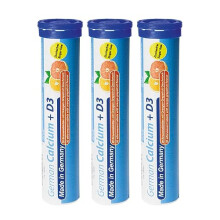 German Calcium + Vitamin D Drink Effervescent Tablets 60 Servings Orange-Grapefruit Flavour - 500 mg Calcium, 2,5 μg Vitamin D3 - T&D Pharma – Made