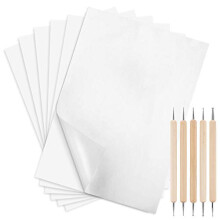 100 Sheets Carbon Transfer Paper,White Color 11.7"x 8.3" Transfer Paper with Embossing Stylus Set for Transfer Pattern on Wood, Paper, Canvas
