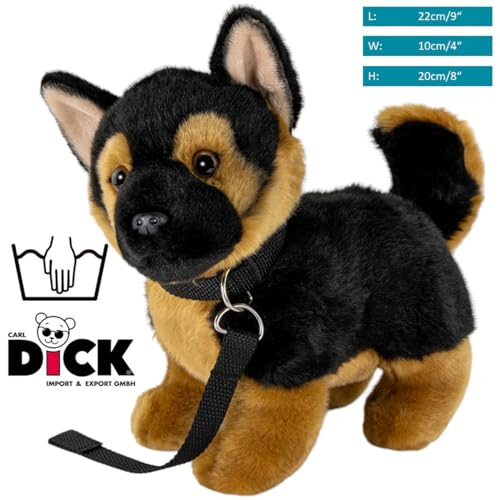 German Shepherd Dog with lead inches, 22cm, Plush Toy, Soft Toy