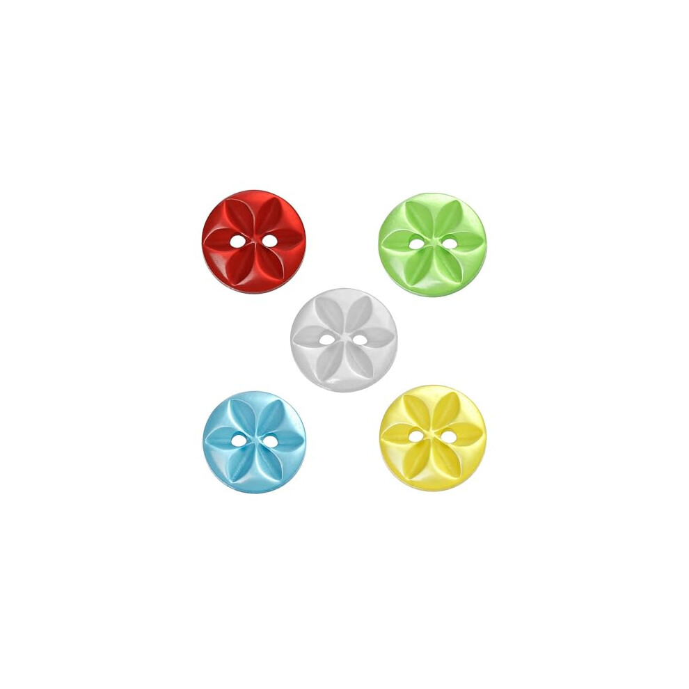 Buttons - 100 Mixed Baby Star Buttons Size 22 (14mm) - Ranbow Round Buttons for Baby Cardigans, Sewing Baby Clothes, Knitting Dolls (Random Colors)