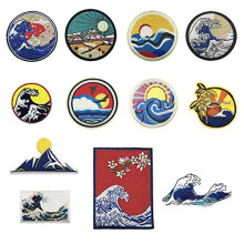 12 PCS Patch Embroidered Wave Sunset Iron On Applique Patch for Jeans, Clothing