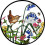 Static Window Cling in a Wren in Bluebells Design. 1