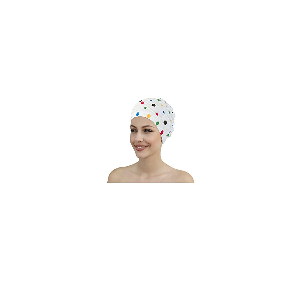 Fashy Women's Shower Cap, Womens, Duschhaube, Weiã Mit Bunten Punkten