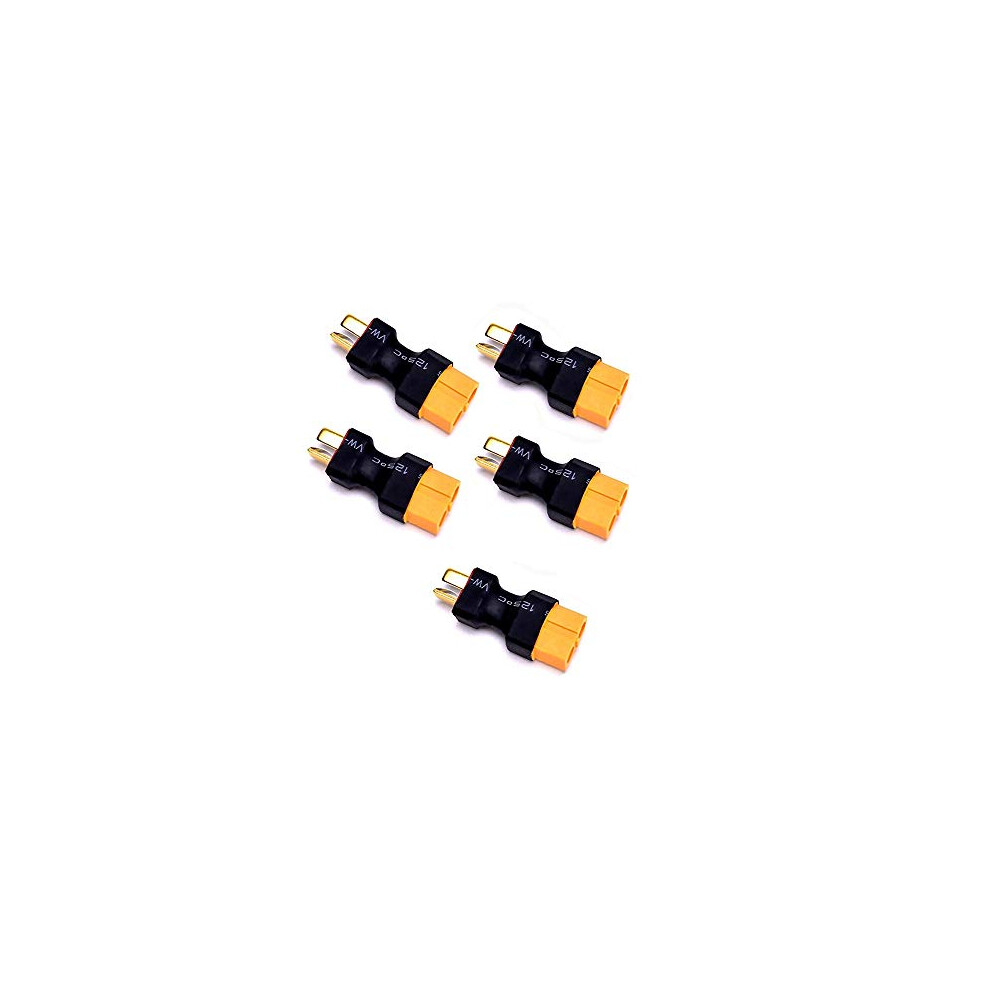 5-Pack Xt60 Female Connector To Deans T-Plug Male Connector No Wire Adapter For Rc Car Plane Lipo Battery Esc 766498529590