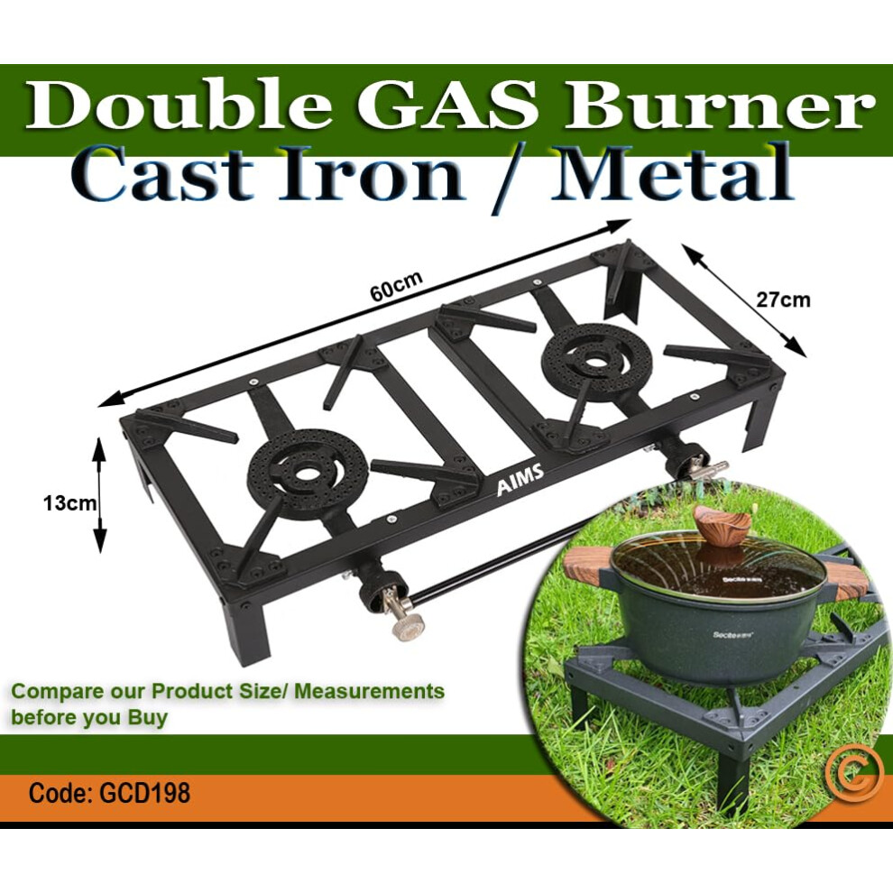 LPG Double Burner Picnic Camping Gas Cooker Butane Gas Country Stove Cast  Iron LPG Burner BBQ Portable Grill, Boiling Ring Outdoor Camping Propane