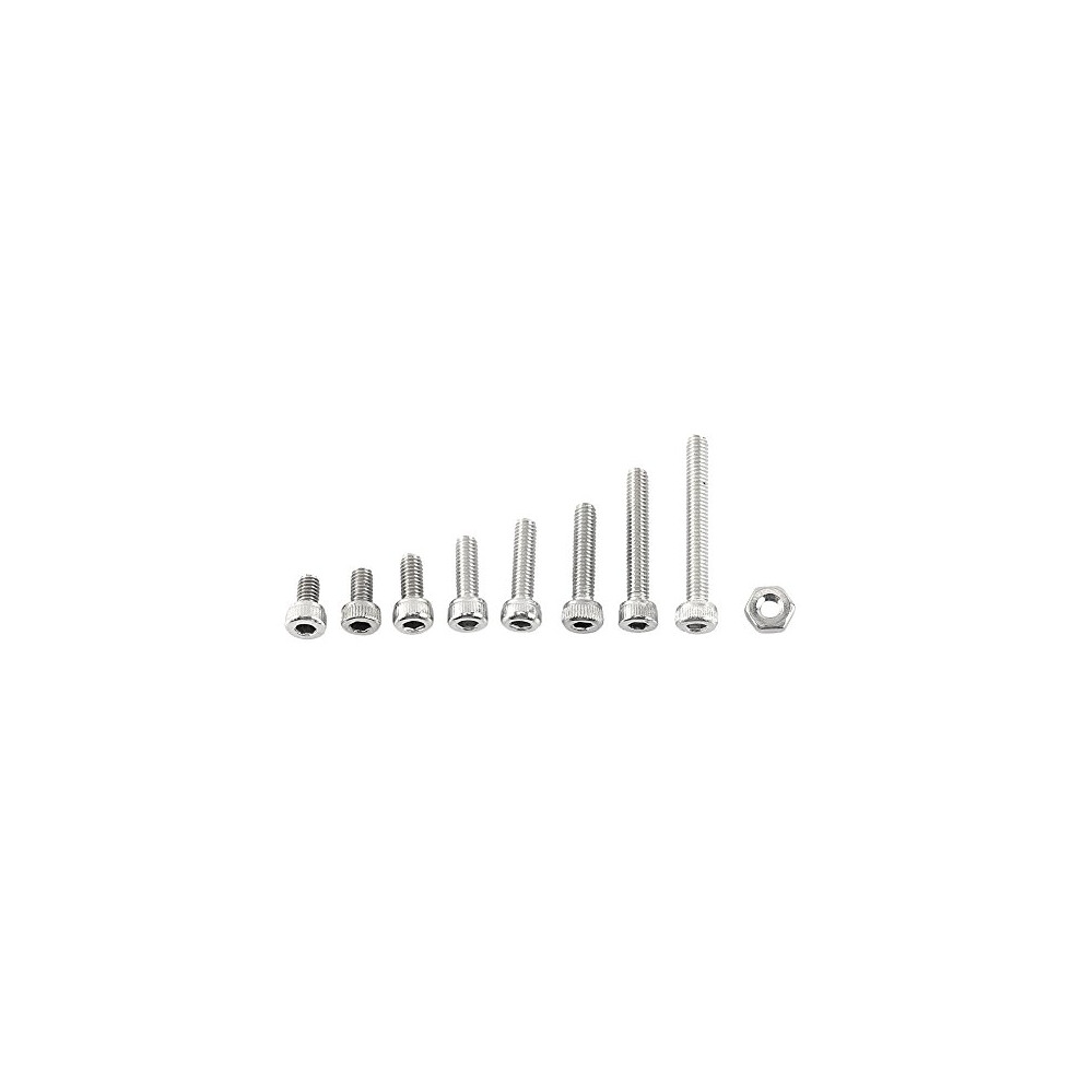 300Pcs M2.5 A2 Stainless Steel Hex Socket Screws With Hex Nuts Assortment, Full Thread, Plain Finish(A: Cover Head) 663862206395