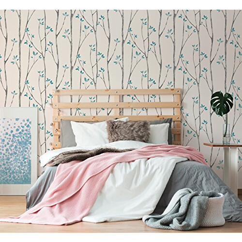 Fine Decor Urban Walls UW24777 Scandi Tree Sidewall, Blue 2