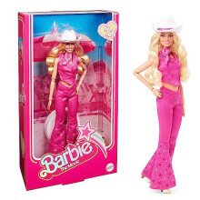 The Movie Doll, Margot Robbie Barbie Doll with Pink Western Outfit Including White Cowgirl Hat from Barbie Movie, Toys for Ages 3 and Up, One Barbie