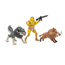 FNT1073 Duo Mode-4-inch Articulated Wolf, Boar and Cluck Figures with Weapon Accessory, Multicolor