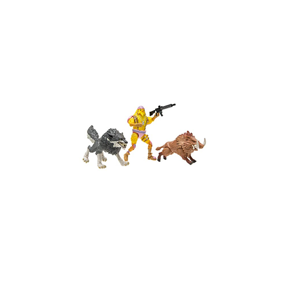 FNT1073 Duo Mode-4-inch Articulated Wolf, Boar and Cluck Figures with Weapon Accessory, Multicolor