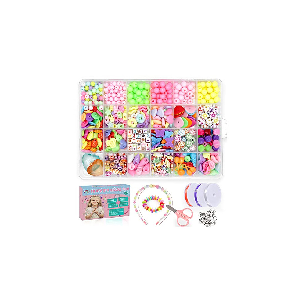 Bracelet Making Kits for Girls, DIY Bracelets Necklaces Set of Handmade Beads Jewellery and Creation for Children