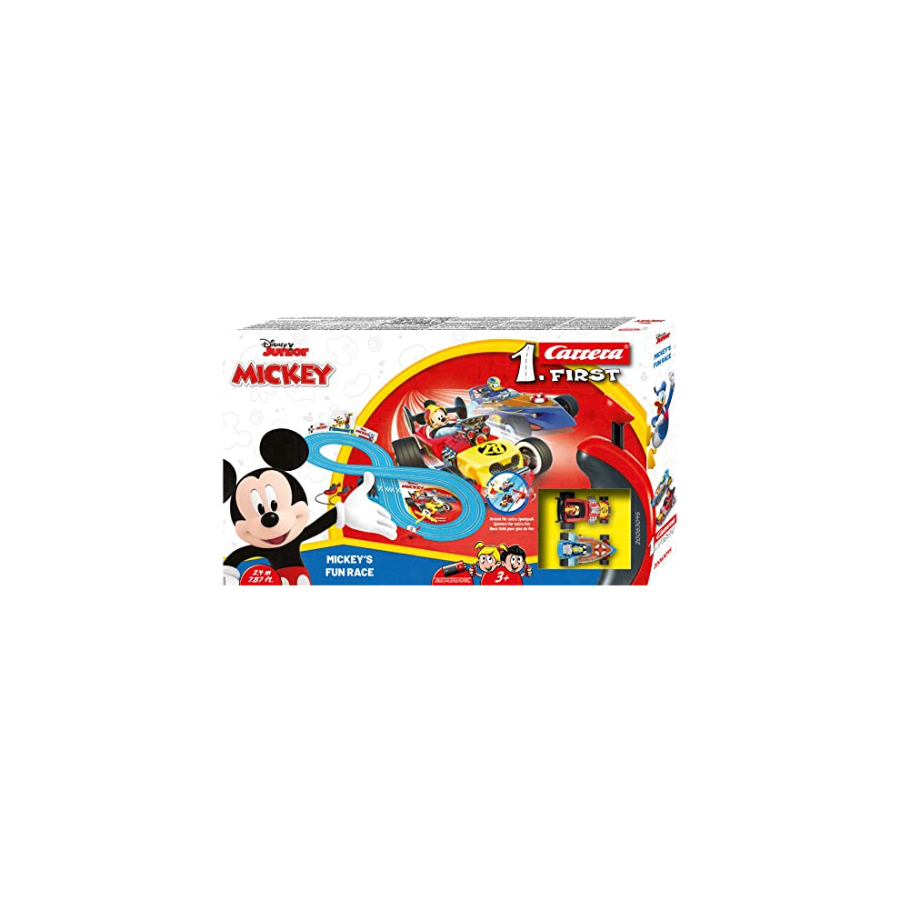 FIRST Mickey's Fun Race - Slot Car Racing Track for Children from 3 Years | 2.4m Race Track with Mickey Mouse and Donald Duck | Gifts for Children for