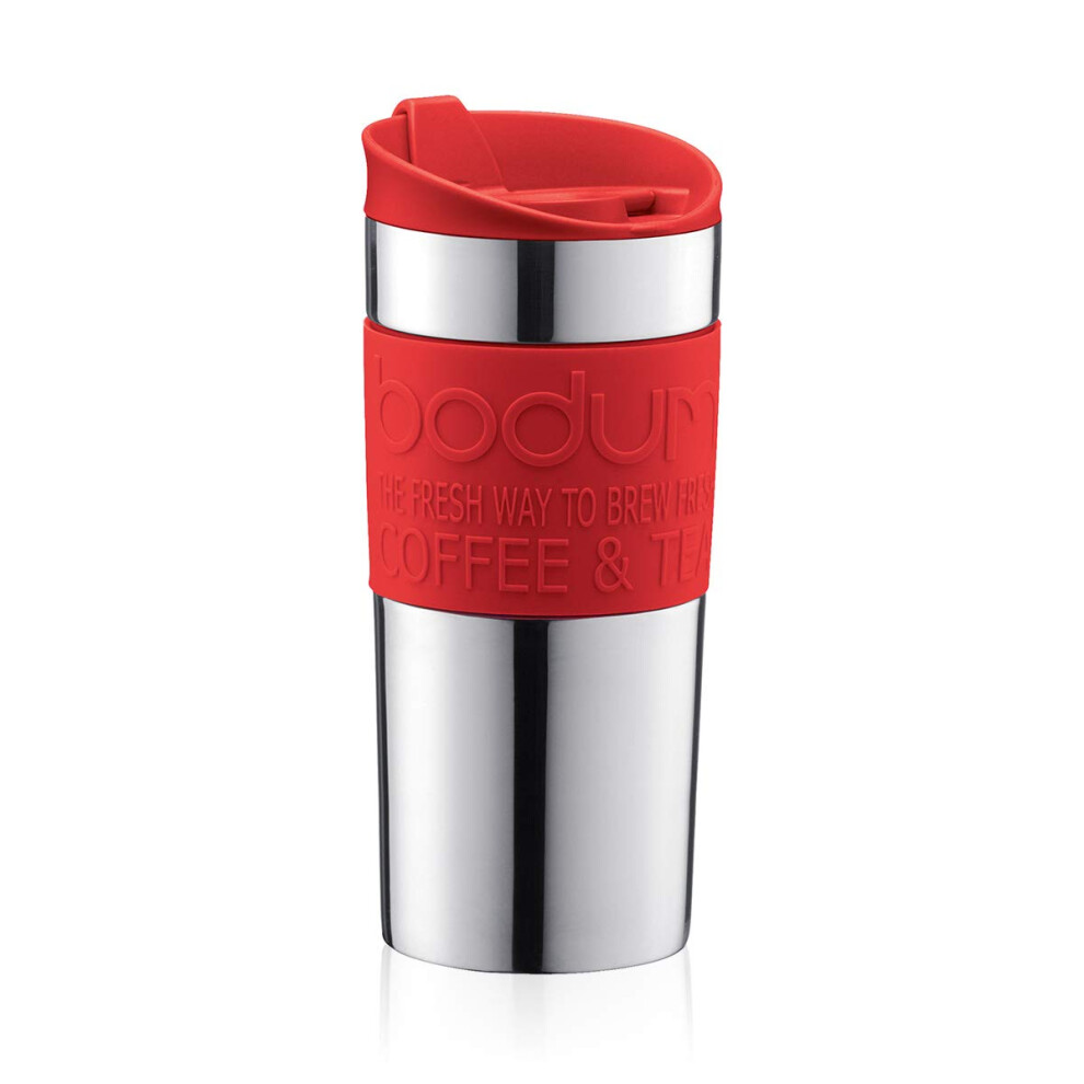 Travel Mug, Stainless Steel, Red, 1 Count (Pack of 1)