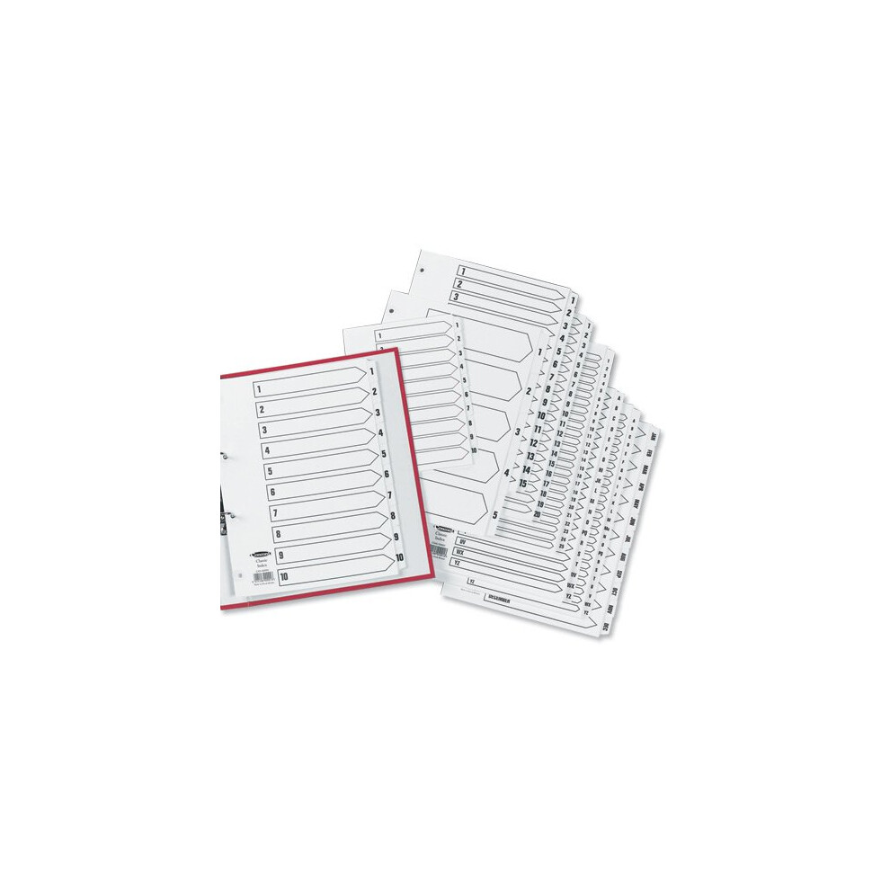 Classic Index Mylar-reinforced Punched 4 Holes 1-200 A4 White Ref 05801/CS58