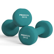 Neoprene Dumbbell Weights Pair for Women 1kg 1.5kg 2kg 3kg 4kg 5kg 6kg 8kg 10kg, Arm Hand Exercise Weights (Dark Green-2 x 3KG)