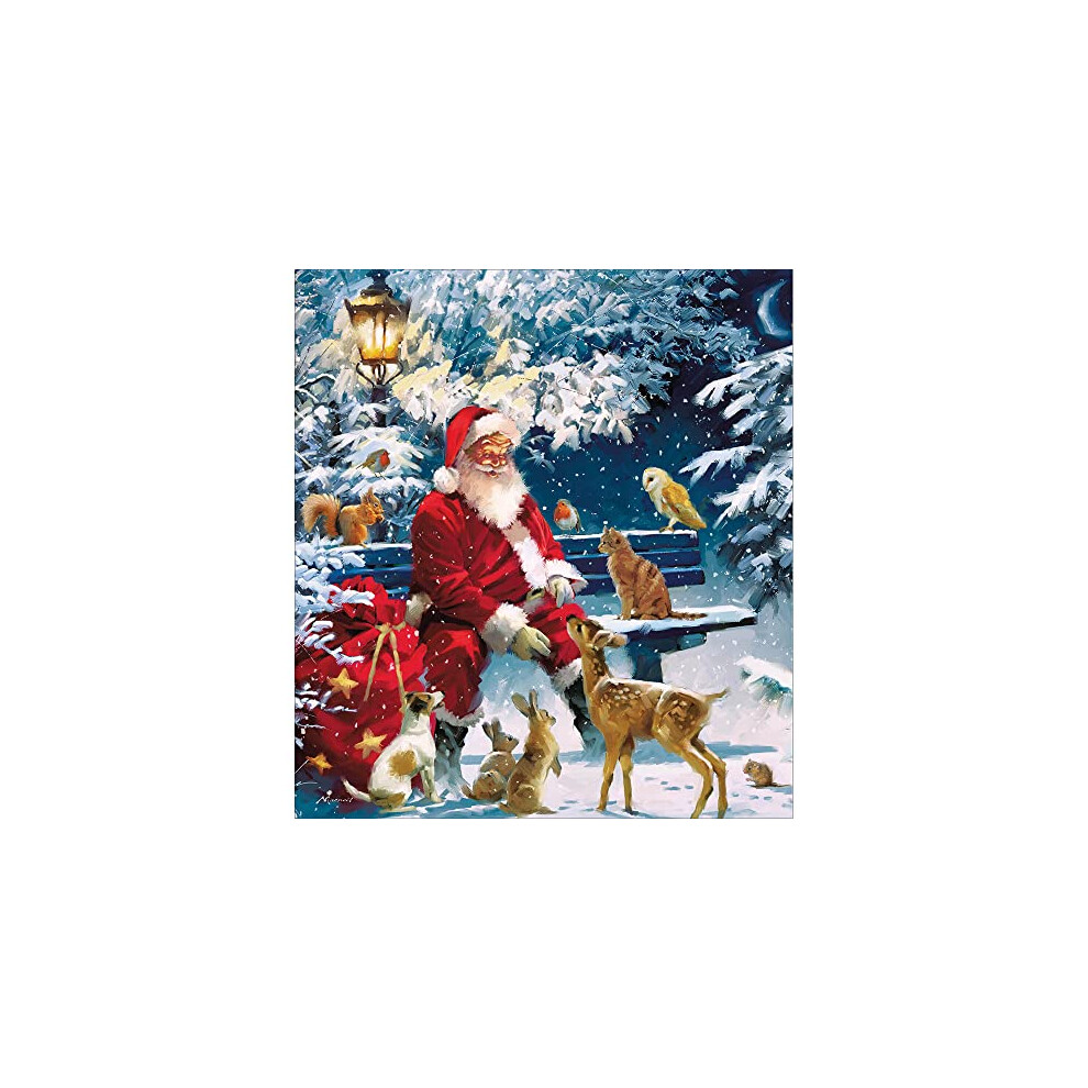 Artistic Charity Christmas Cards - Father Christmas & Animals - Eco-Friendly & Recyclable - Pack of 5 Cards