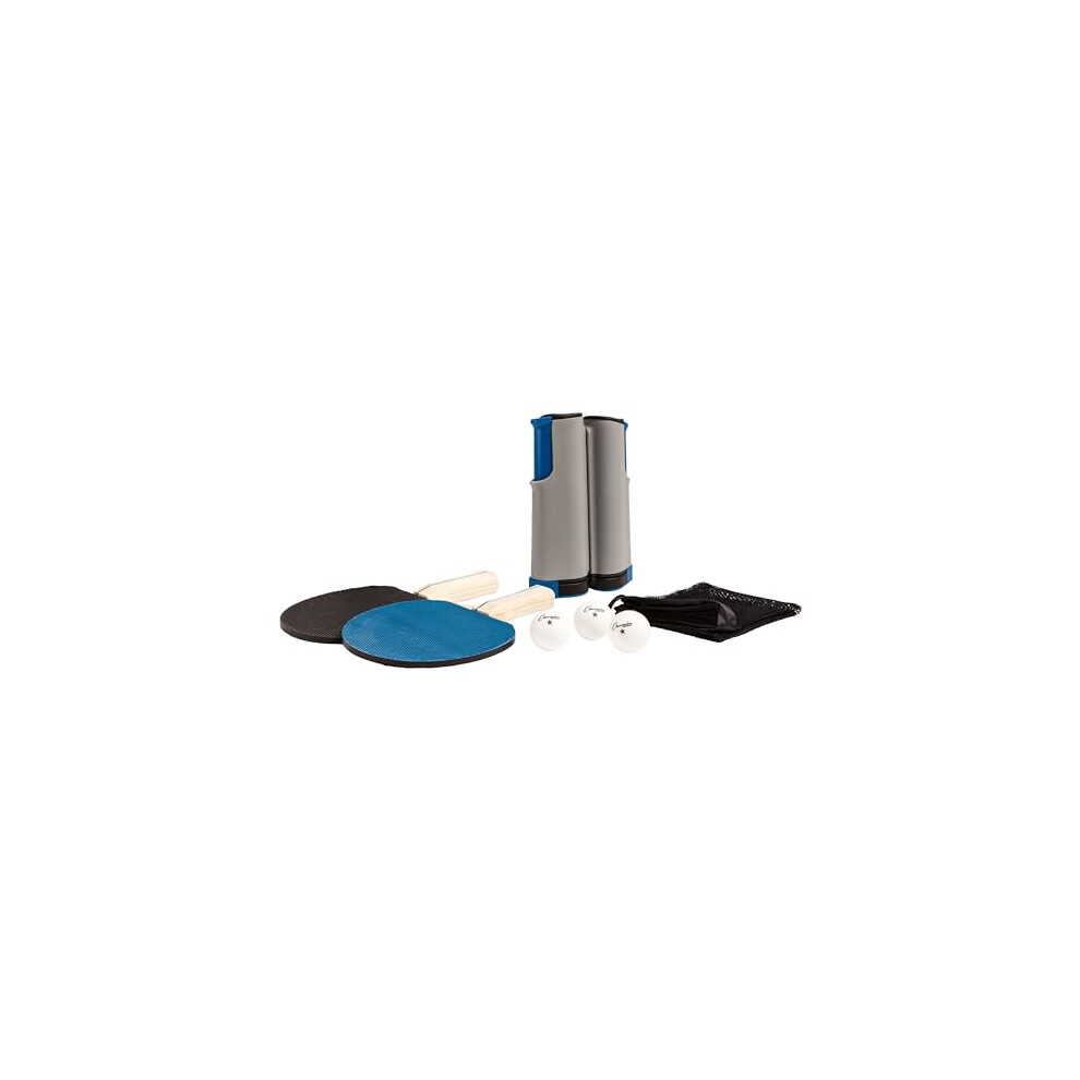Anywhere Table Tennis: Ping Pong Paddles, Balls, and Portable Net & Post Set To Go,Blue