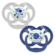 Dr. Brown's Advantage Glow in the Dark Soother - Stage 2 (6-18 months), Blue, 2 pack