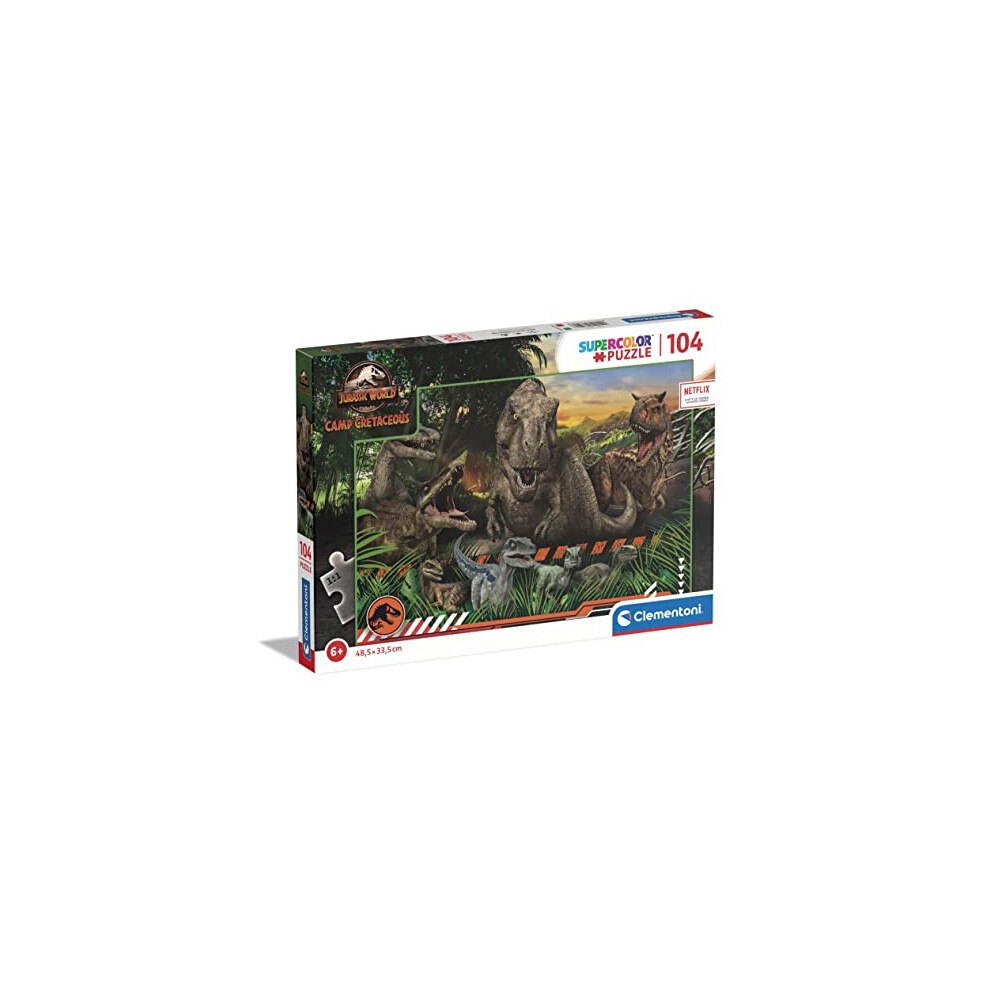 27545 Supercolor Jurassic World Camp Cretaceous-104 Pieces-Netflix Series Jigsaw Kids Age 6-Made in Italy, Cartoon Puzzles, Multicoloured