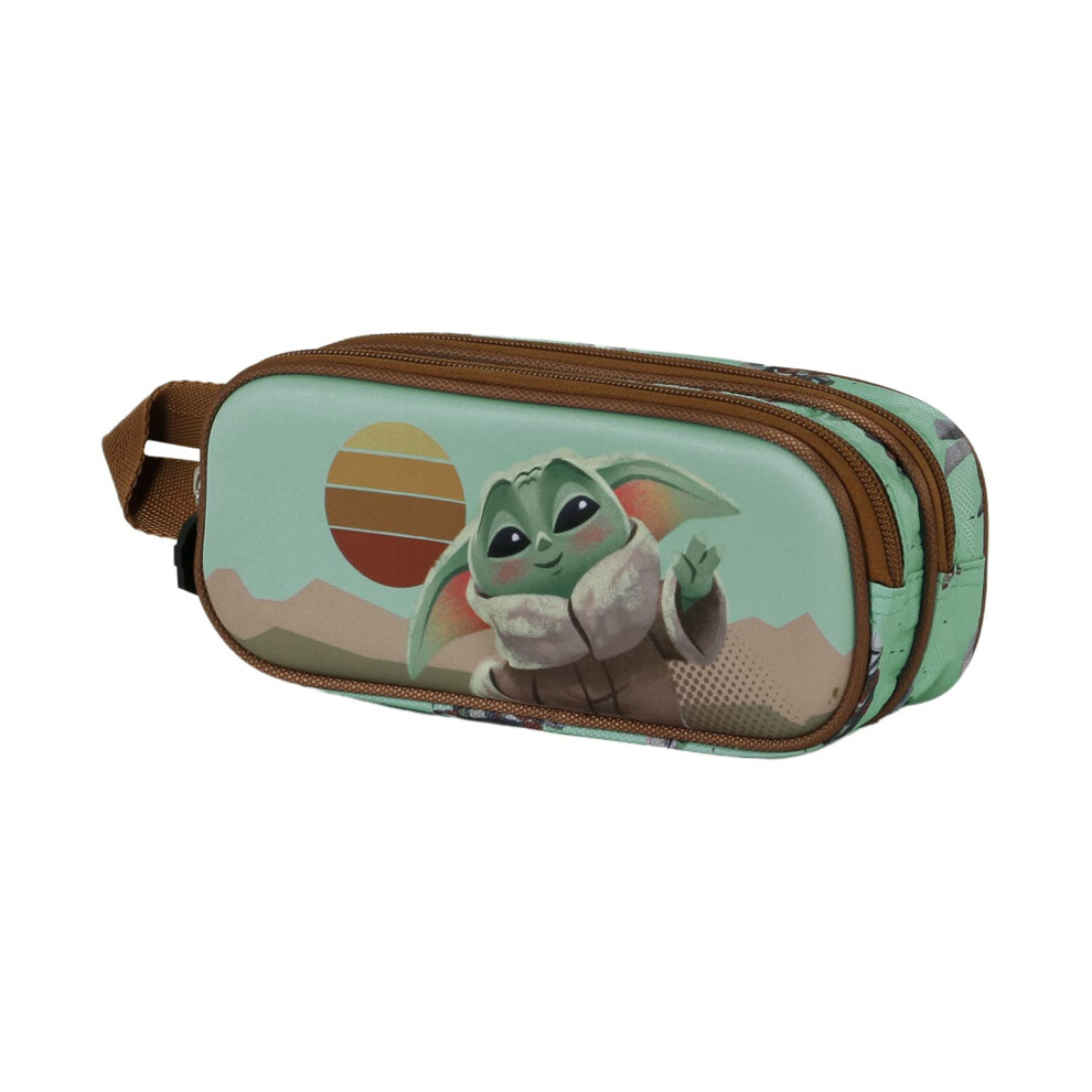 The Mandalorian Say Hi-3D Double Pencil Case, Green, 22 x 9.5 cm