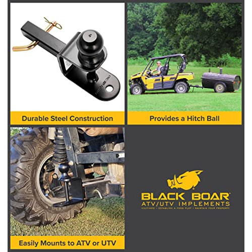 CAMCO BLACA CAMCO BLAT BLAT ATV/UTV Multi-Hitch apresenta uma bola de 2 polegadas de 1 polegada de haste de 5/8 polegadas de pino-polegada-pino d 1