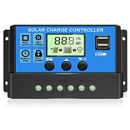 [Upgraded] 30A Solar Charge Controller, 12V/ 24V Solar Panel Regulator ...