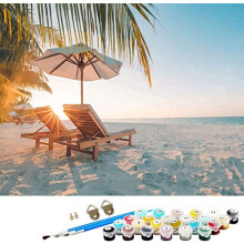Paint by Numbers Kits Sunset Beach Scenes, ABEUTY DIY Number Painting Canvas Wall Art 40x50cm