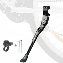Aluminium Bicycle Kickstand with Hex Key and Bicycle Bell, Universal Adjustable Holder for 24"-27" Bicycle