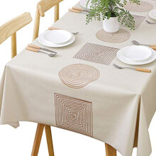 Table Cloth Wipeable Tablecloth PVC Plastic Wipe Clean Waterproof Rectangular Table Cover Protector for Kitchen Picnic Outdoor Indoor (Geometric,