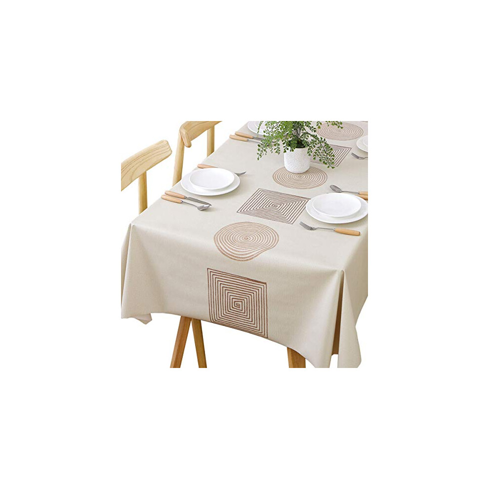 Table Cloth Wipeable Tablecloth PVC Plastic Wipe Clean Waterproof Rectangular Table Cover Protector for Kitchen Picnic Outdoor Indoor (Geometric,