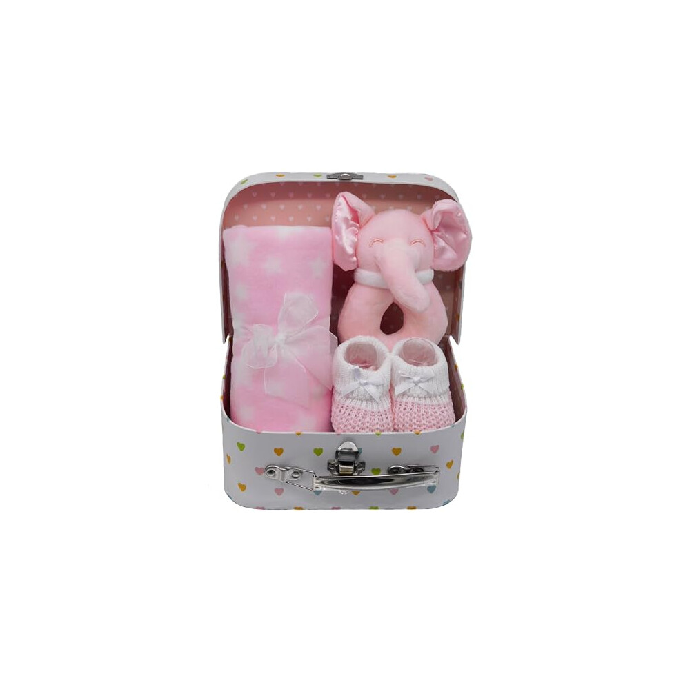 Baby Girl Gifts Set Keepsake Box Hamper for a Baby Shower or Newborn Baby with an Elephant Theme