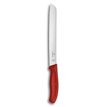 Victorinox, Swiss Classic, Professional Bread Knife, Extra Sharp Blade, Serrated Edge, 21 cm, Robust Plastic Handle, Stainless Steel, Red