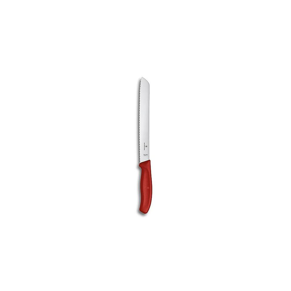 Victorinox, Swiss Classic, Professional Bread Knife, Extra Sharp Blade, Serrated Edge, 21 cm, Robust Plastic Handle, Stainless Steel, Red