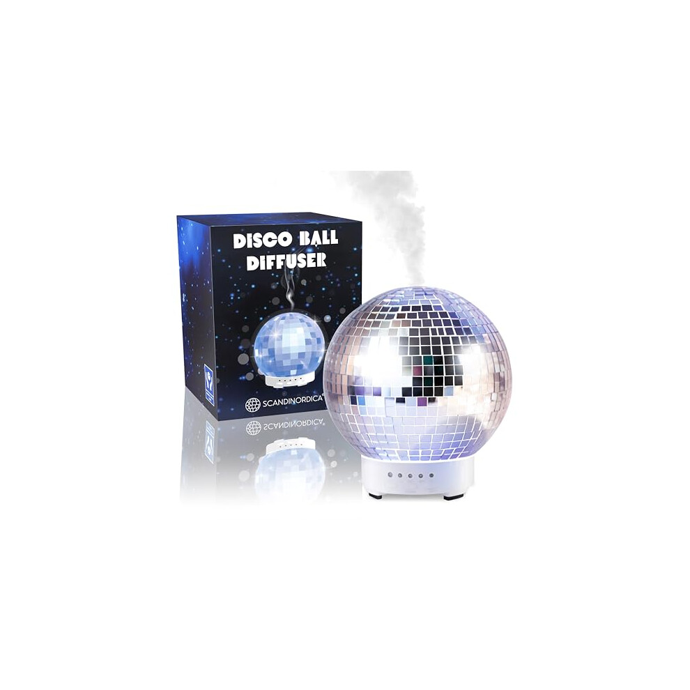 Disco Ball Diffuser Rotating - Original Disco Diffuser for Essential Oils with Whisper Quiet Operation, 7 Color Night Light & 4 Time Settings, Cool