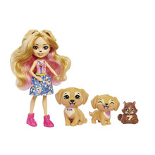 Poupée Mattel Enchantimals Hadley Husky avec Figurine Chien Sledder, Poupée 15 cm avec Jupe Amovible & Accessoires