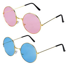 Jomnvo 2 Pieces Hippie Retro Sunglasses John 60's Style Round Colored Glasses Fancy Dress Costume Accessories